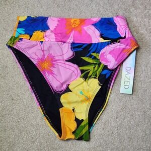 Sundazed Swim‎ Bottom Cora High Waist Swimsuit Floral Print Bikini Tropical Sz S
